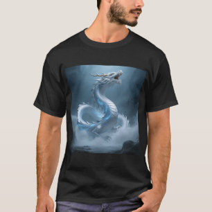 Chinese Witte Blauwe Draak Kunst Fantasie Ontwerp T-shirt