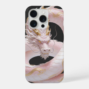 Chinese Witte Gouden Draak Fantasy Ontwerp Met  iPhone 15 Pro Hoesje