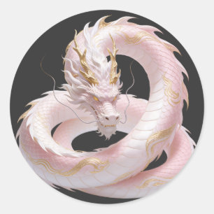 Chinese Witte Gouden Draak Fantasy Ontwerp Met Ronde Sticker