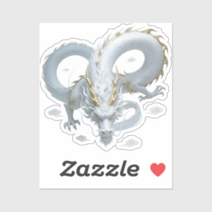 Chinese Witte Gouden Draak Kunst Fantasie Ontwerp Sticker