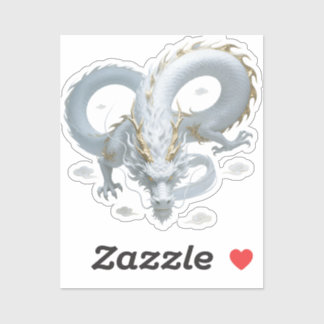Chinese Witte Gouden Draak Kunst Fantasie Ontwerp Sticker