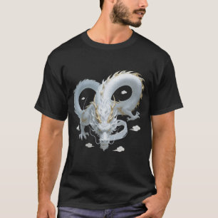Chinese Witte Gouden Draak Kunst Fantasie Ontwerp T-shirt