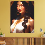 chinese witte jurk canvas afdruk (Insitu (Woonkamer))