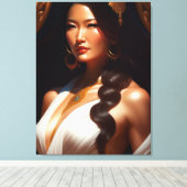 chinese witte jurk canvas afdruk (Insitu (Houten vloer))