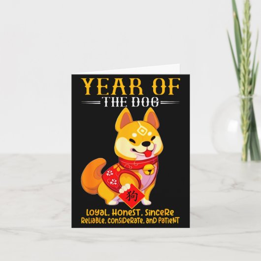 Chinese Year Of The Dog Zodiac Sign Happy Lunar Ne Kaart (Voorkant)