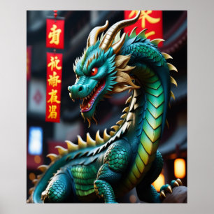 Chinese Zodiac Art Jaar van de Draak Glowpunk Poster