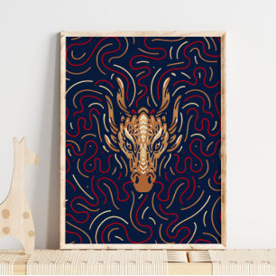 Chinese Zodiac Dragon Digitale Zodiac-afdrukken Poster