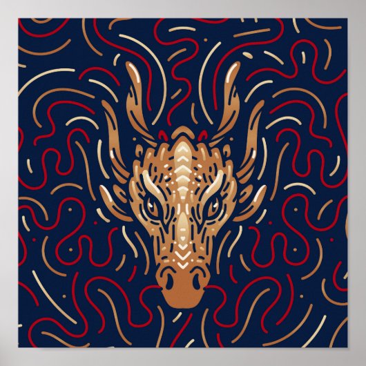 Chinese Zodiac Dragon | Digitale Zodiac-afdrukken Poster (Voorkant)