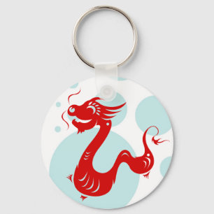 CHINESE ZODIAC DRAGON PAPERCUT ILLUSTRATION SLEUTELHANGER