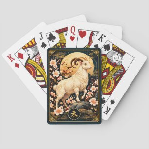 Chinese Zodiac Geit met Gouden Maan Speelkaarten