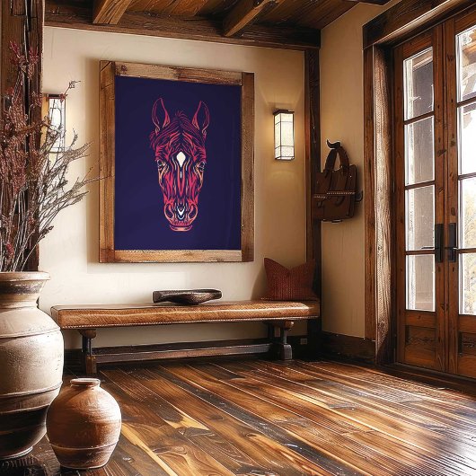 Chinese Zodiac Horse Wall Art Print Rustic Decor