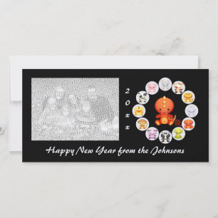 Chinese Zodiac Jaar van de Dragon Photo Card Feestdagenkaart