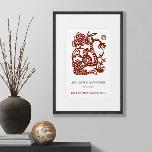 Chinese Zodiac Jaar van de Slang Verjaardag Print