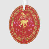 Chinese Zodiac Monkey Red/Gold ID542 Ornament (voorkant)