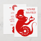 CHINESE ZODIAC PAPERCUT MONKEY ILLUSTRATION KAART (Voorkant / Achterkant)