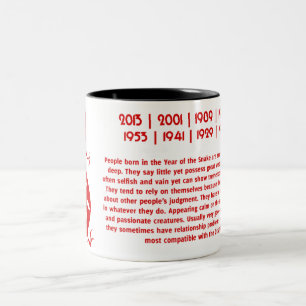 CHINESE ZODIAC PAPERCUT SNAKE ILLUSTRAAT TWEEKLEURIGE KOFFIEMOK