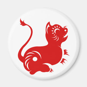 CHINESE ZODIAC PAPERCUT TIGER GELILUSTREERD MAGNEET