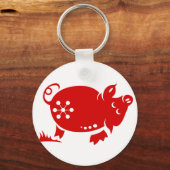 CHINESE ZODIAC PIG PAPERCUT ILLUSTRATIE SLEUTELHANGER (Voorkant)
