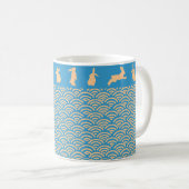 Chinese Zodiac Rabbit Blue Gold Mug (Devant droit)