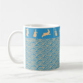 Chinese Zodiac Rabbit Blue Gold Mug Koffiemok (Links)
