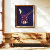 Chinese Zodiac Rabbit Wall Art Print Rustic Decor