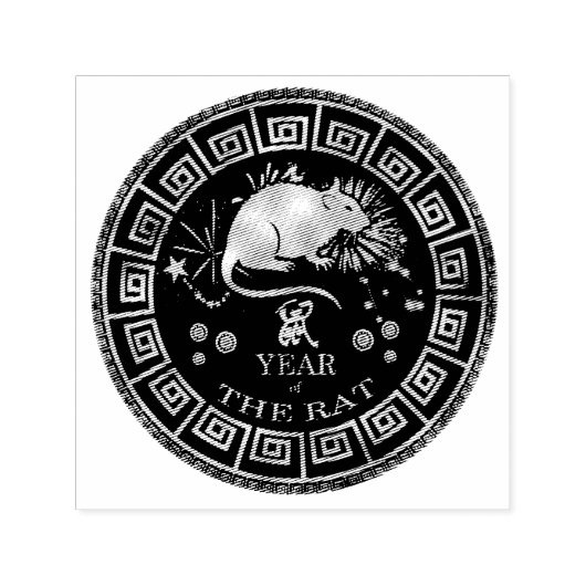 Chinese Zodiac Rat ID542 Zelfinktende Stempel (Design)