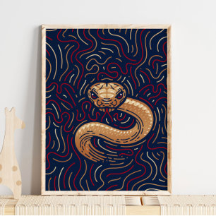 Chinese Zodiac Snake Digitale Zodiac-afdrukken Poster