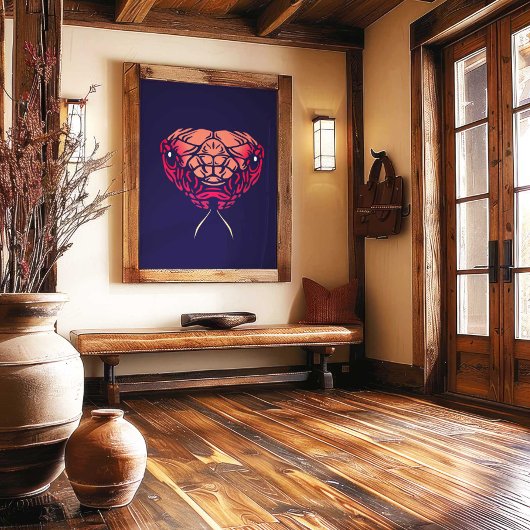 Chinese Zodiac Snake Wall Art Print Rustic Decor