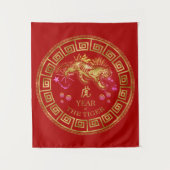 Chinese Zodiac Tijger Rood/Goud ID542 Wandkleed (Voorkant)