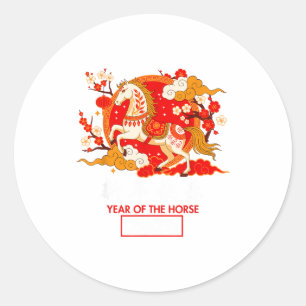 Chinese Zodiak Paard 2026 Decoraties Jaar Van De Ronde Sticker