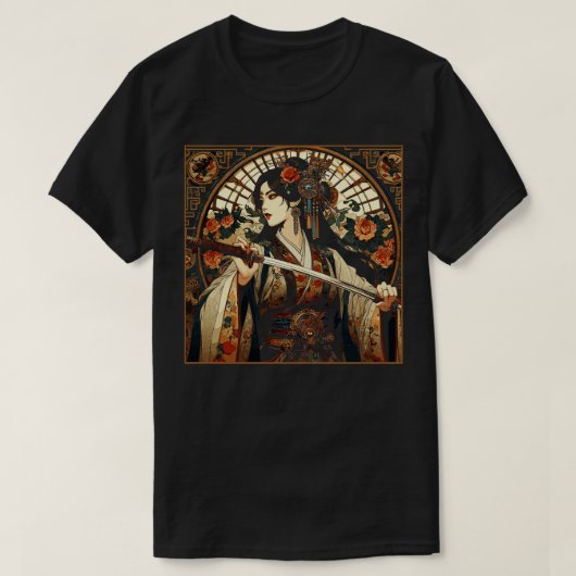 Chinese zwaardvechter in Art Deco-stijl T-shirt (Design voorkant)