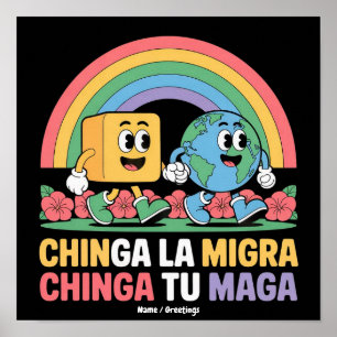 Chinga La Migra Chinga Tu Maga Grappige Regenboog Poster