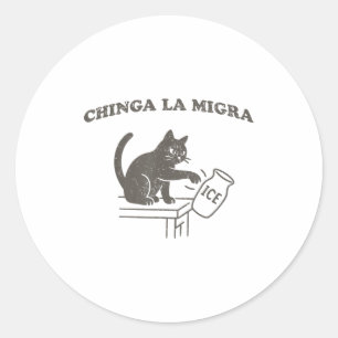 Chinga La Migra Immigratie Afschaffen Ijs Moppige Ronde Sticker