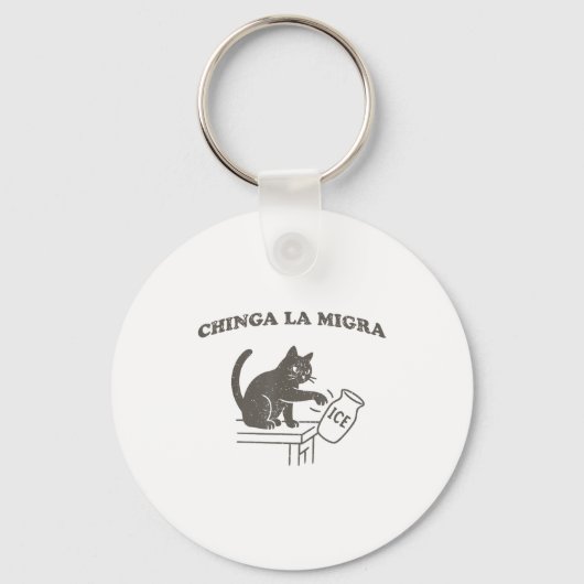 Chinga La Migra Immigration Abolish Ice Funny Cat  Sleutelhanger (Voorkant)