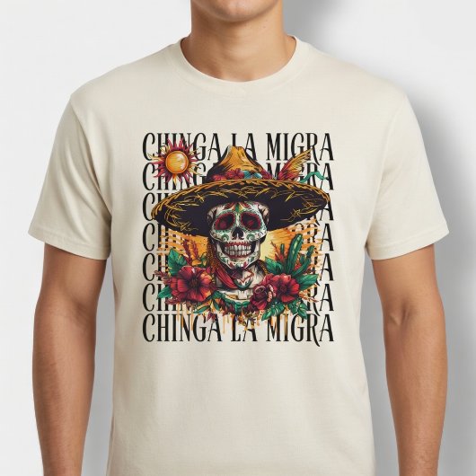 Chinga La Migra Suiker Schedel T-shirt