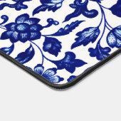 Chinois bleu marine foncé motif floral sur blanc (Coin)
