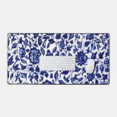 Chinois bleu marine foncé motif floral sur blanc (Clavier et souris)