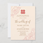 Chinois Elégant Double Bonheur Mariage Invitation (Devant)