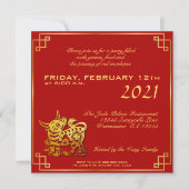 Chinois Red Knot Ox Année 2021 Party Sq Invitation (Devant)