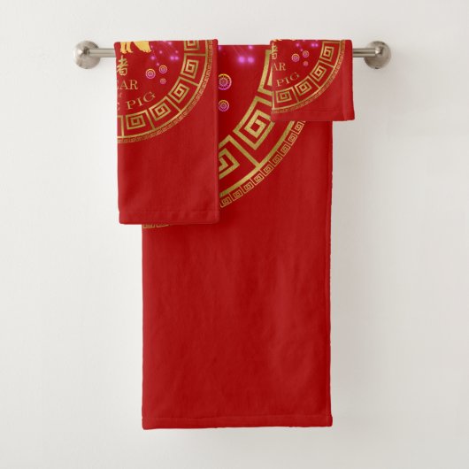 Chinois Zodiac Pig Rouge/Or ID542 (En situation)