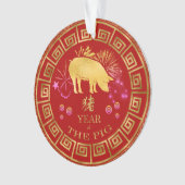 Chinois Zodiac Pig Rouge/Or ID542 (devant)