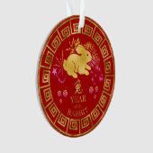Chinois Zodiac Rabbit Rouge/Or ID542 (devant)
