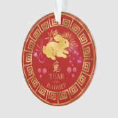 Chinois Zodiac Rabbit Rouge/Or ID542 (devant)