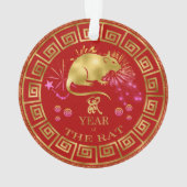 Chinois Zodiac Rat Rouge/Or ID542 (dos)