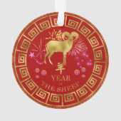 Chinois Zodiac Sheep Red/Gold ID542 (dos)