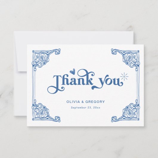 Chinoiserie Antiek Lijst bruiloft Bedankkaart (Voorkant)