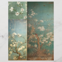 Chinoiserie Antiqued Green & Apple Blossom 1