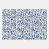 Chinoiserie Aquarelle Bleu Feuilles de papier (Devant 3)