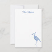 Chinoiserie Aquarelle Bleu Heron Cartes de notes p (Devant)