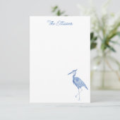 Chinoiserie Aquarelle Bleu Heron Cartes de notes p (Debout devant)